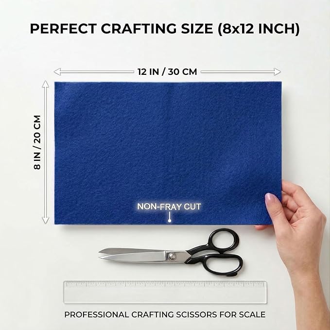 Dark Royal Blue Felt Fabric Sheets Stiff 20 Pcs 8" X 12", 1mm Thick Assorted