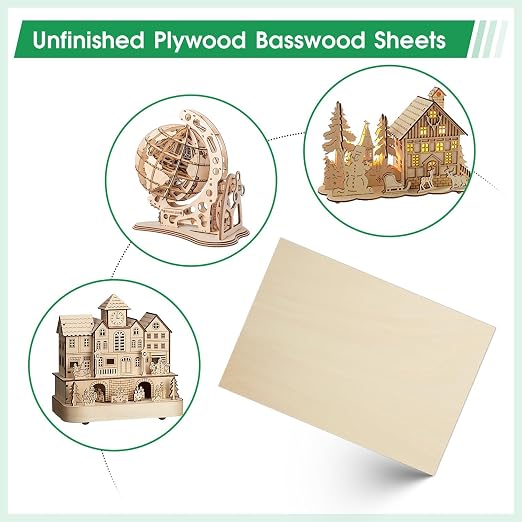 6 Pack Basswood Sheets 18"×24"×15/64" Unfinished Plywood Sheet | Smooth Thin