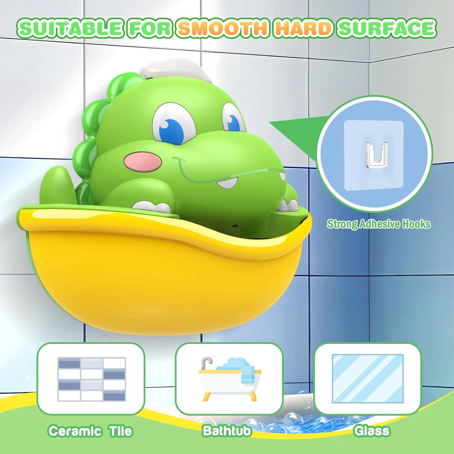 Dinosaur Baby Bath Toys Light Up Bath Bubble Machine with Colourful Light Bathtime Shower Bath Toys for Kids Ages 1-3 4-8 Birthday Gift Easter Basket Stuffers for Toddler Boys Girls