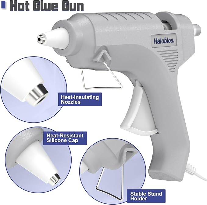 Halobios Hot Glue Gun, Fast Preheating Hot Melt Glue Gun
