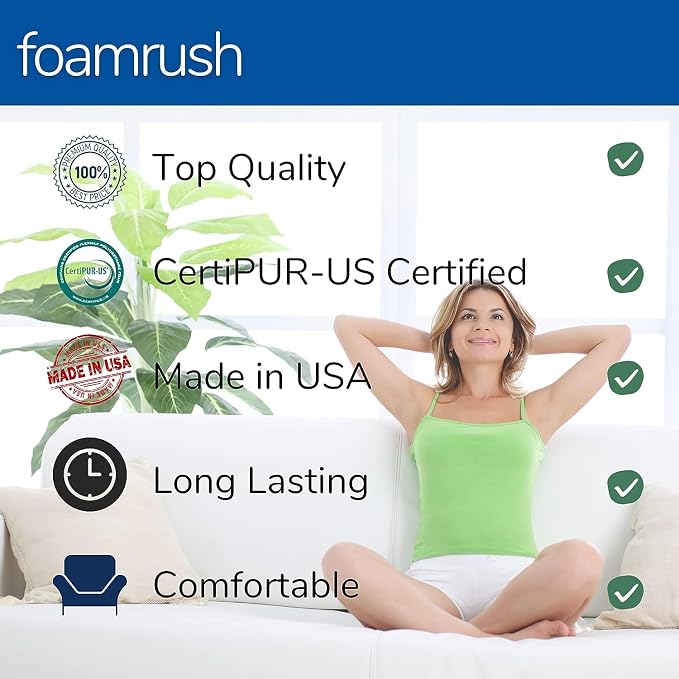 FoamRush 10" x 36" x 36" Gel Memory Foam Upholstery Square Cushion Medium Firm