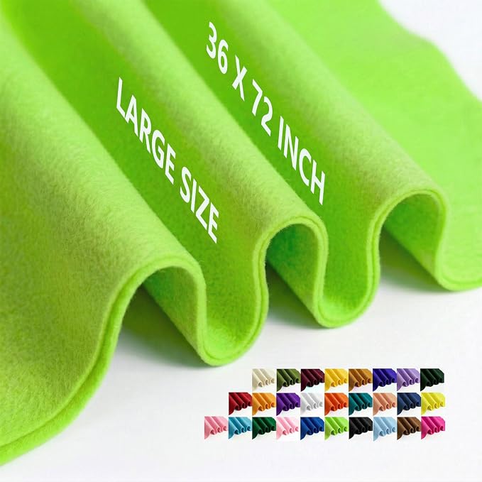 Apple Green Felt Fabric 36" x 72" 1.6mm Thick Large Craft Sheet | Soft