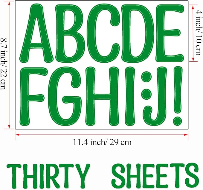 Bemeol 30 Sheets Large Letter Stickers 4 Inch Alphabet Letter Stickers Self
