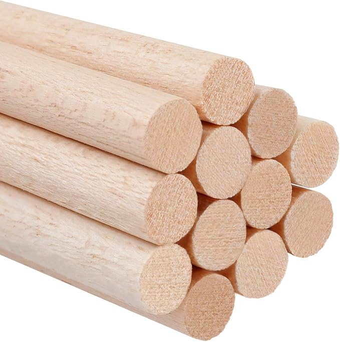 1/2 x 12 Inch Round Wood Dowel Rods Wood Sticks Wooden Dowel Rods Unfinished