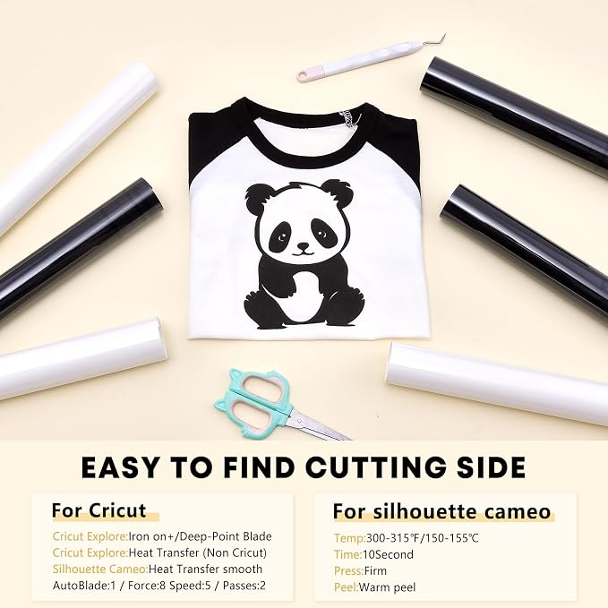 HTVSTD Black White Puff HTV Heat Transfer Vinyl 6pcs 12×10in | Puff Iron on