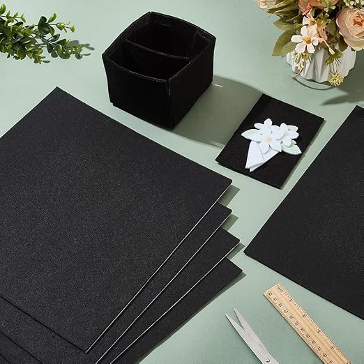 BENECREAT 8 Pcs 12x12inches Black Solid Felt Fabric Sheets