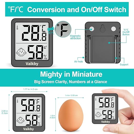 Indoor Humidity Meter Hygrometer 3Pack, Room Thermometer for Accurate Room Temperature Monitor, Digital Hygrometer with Indoor Thermometer for Home, Baby Nursery, and Humidity Sensor Enhanced Comfort