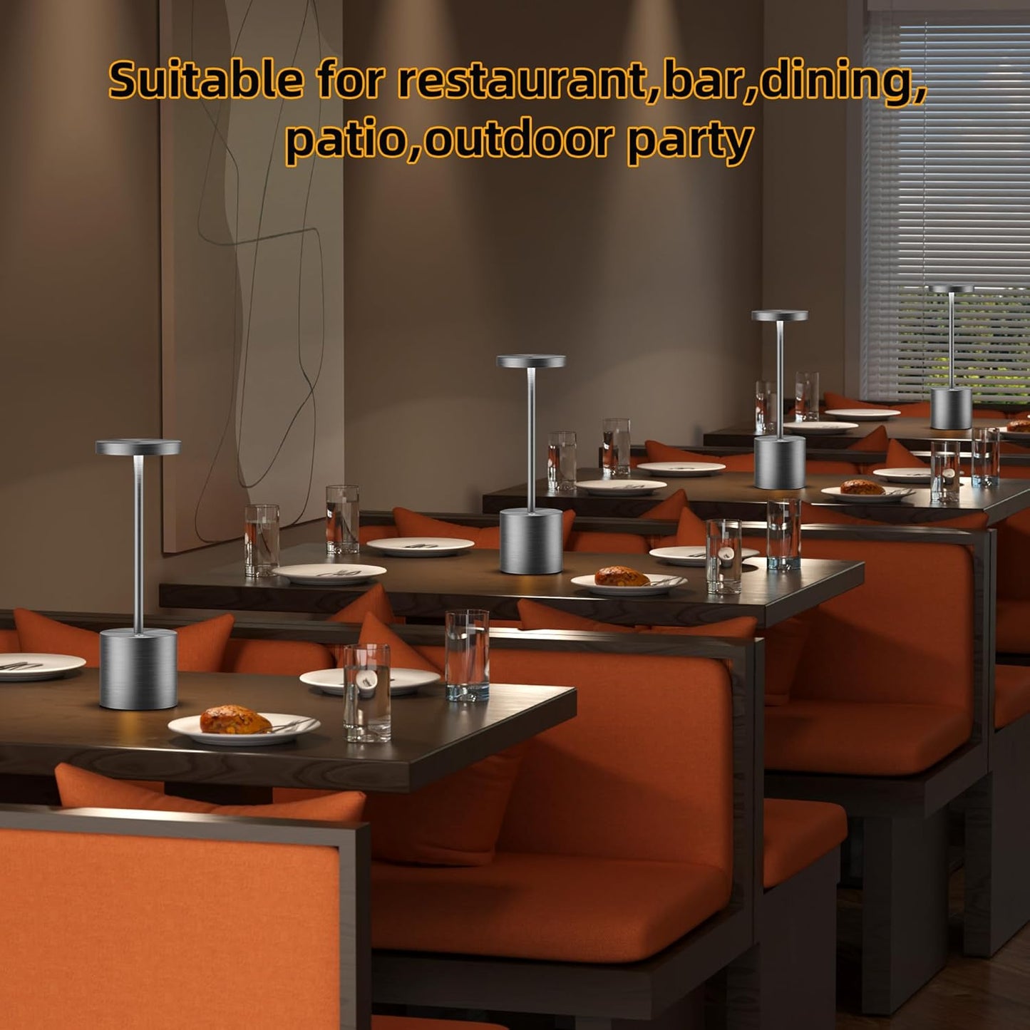 Cordless Table Lamps Rechargeable - Outdoor Waterproof LED Table Light Portable 5000mAh Battery Operated Lamp 3 Color Stepless Dimming with Memory Function for Restaurant Dining Patio Grey