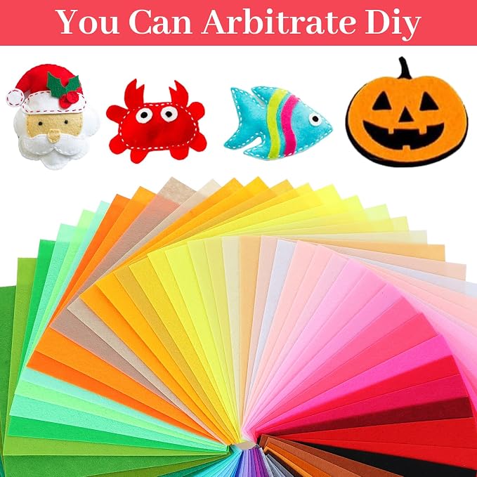 66 Pcs Stiff Felt Fabric Sheets, 12 x 12 inches Assorted Felt Sheets Craft Felt