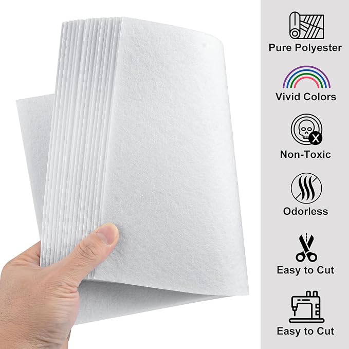 Morcheiong 50 Pcs Felt Fabric Soft Felt Fabric Sheet