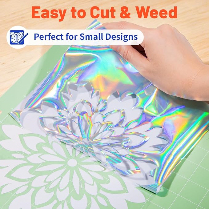TECKWRAP Heat Transfer Vinyl for T-Shirts, Holographic Silver | Easy Weed HTV