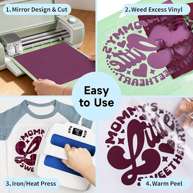 TECKWRAP Heat Transfer Vinyl for T-Shirts, 50+ Washes, REACH Certified & Dryer