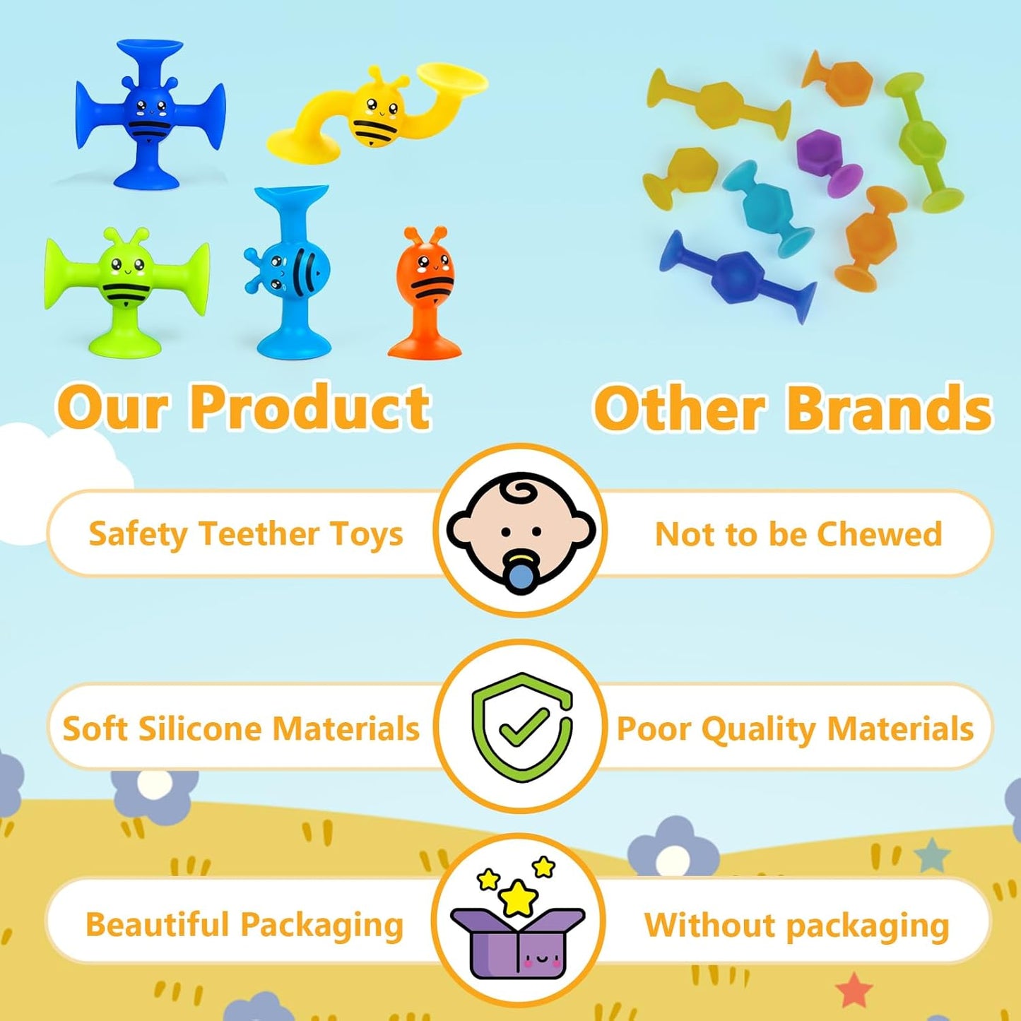 Suction Cup Toy for Baby Age 3, Suction Toys 40PCS Kids Bath Toys Ages 4-8, Toddler Window Shower Bathtub Building Toys, Montessori Sensory Stress Release Gifts for 6-8 Years Old Boys Girls