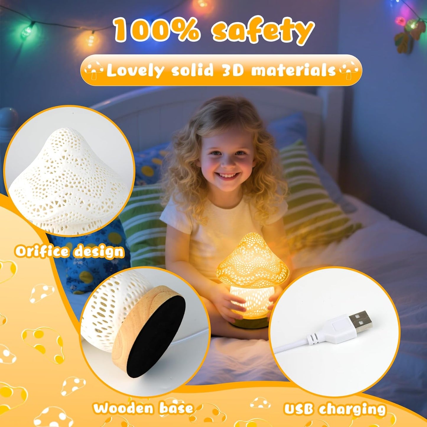 Mushroom Lamp, Night Light for Kids Bedroom,16 Colors LED Kawaii Lamp with Remote, 3D Mushroom Decor Cute Mini Bedside Table Lamp, Birthday & Christmas Gifts for Girls Boys
