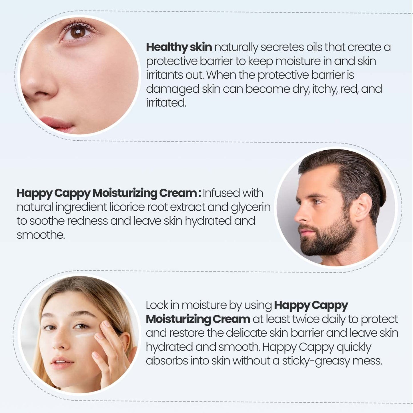 Happy Cappy Moisturizing Cream - Baby Eczema Cream, Eczema Lotion for Kids, Pediatrician-Formulated, Gentle, Paraben Free, Hypoallergenic, Soothes Dry Skin - 12 Fl Oz (Pack of 4)