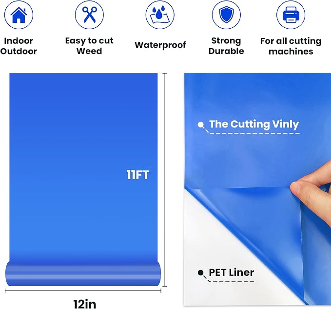 Glossy Blue Permanent Vinyl, Car Decal, Scrapbooking, Glossy & Waterproof