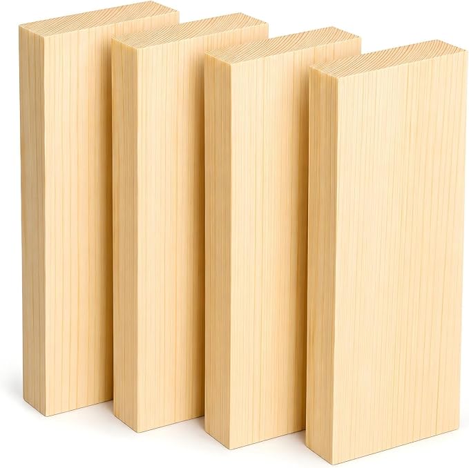 4 Pcs Unfinished Wood Blocks, Wood Carving Blocks