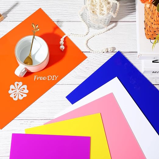 Remerry 24 Pcs 7 x 5 Inch Colored Acrylic Sheets, 12 Colors Opaque Panels