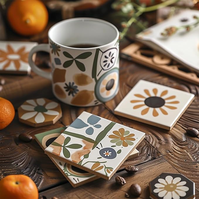 20pcs 4''x4'' Ceramic Tiles for Crafts, Blank Ceramic Coaster for Craft