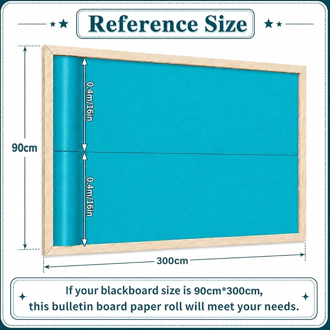 Teal Blue Bulletin Board Roll Non-Woven Fabric Poster 16in X 20ft | Back to