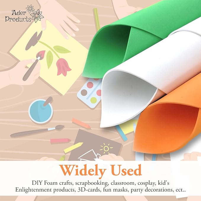 White Eva Foam Sheets, 2mm Thick, 6 x 9 Inch, Handicraft Foam Paper
