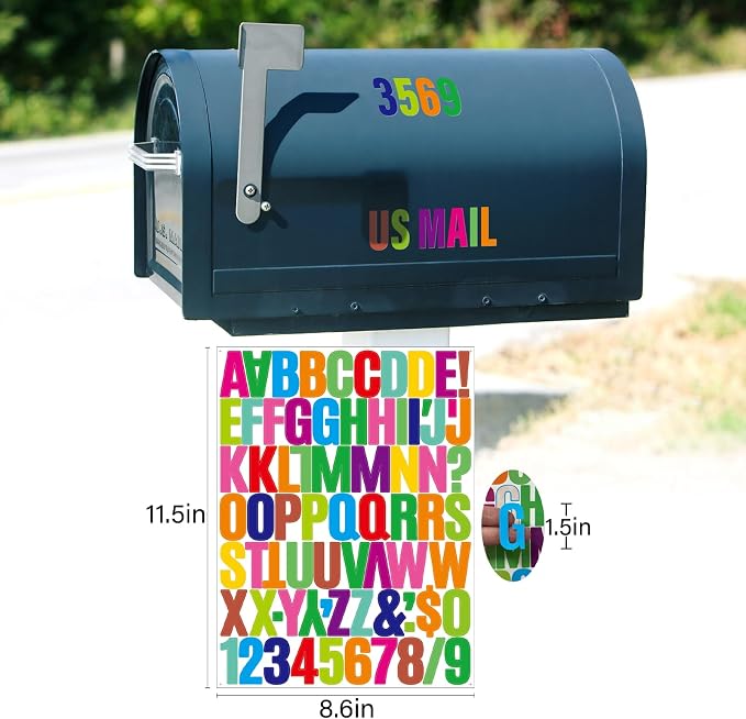 Letter Stickers, Mailbox Numbers, 1.5 Inch Waterproof Vinyl Alphabet | 1 1/2