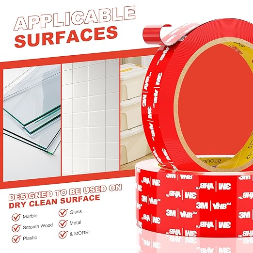 Double Sided Tape Heavy Duty VHB, 0.5"×16.5ft, 4905 Strong Adhesive Waterproof