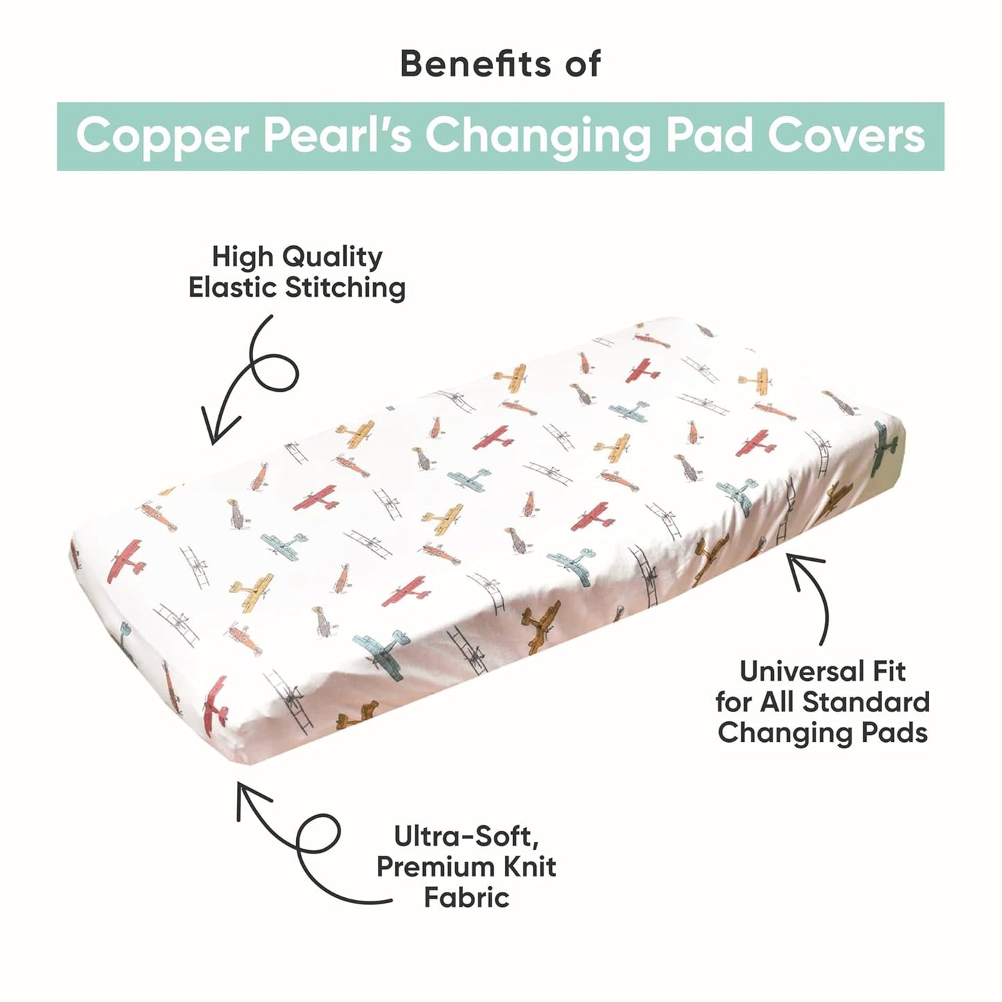Copper Pearl Premium Knit Changing Pad Cover Soft, Stylish, and Universal Fit for All Standard Diaper Changing Pads, Trendy Design Changing Pad Covers, Bloom