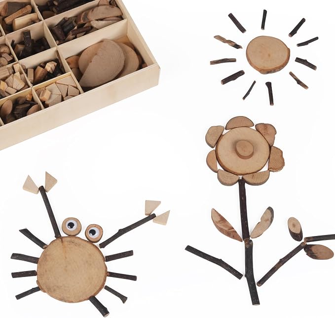 Candywood Wooden Unfinished Craft Kits Toy, Unfinished Natural Wood Slices