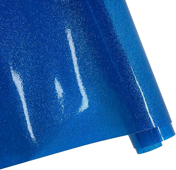 ONEART | Blue Transparent Glitter Vinyl Roll, 0.7 mm Solid Clear PVC Jelly