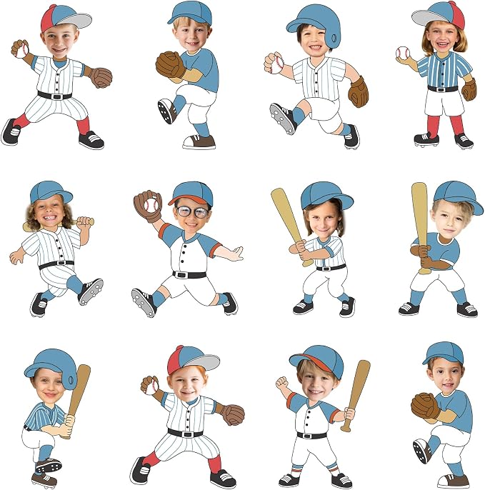OBUSATT 60 Pcs Baseball Player Theme Cutouts Baseball Bulletin Board Decoration