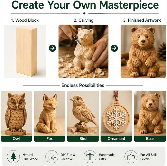 Unfinished Wood Blocks for Carving, Painting and DIY Crafts