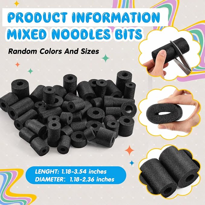 Frienda 50 Pcs Pool Noodles Bits Multicolor Craft Small Size Versatile Mixed