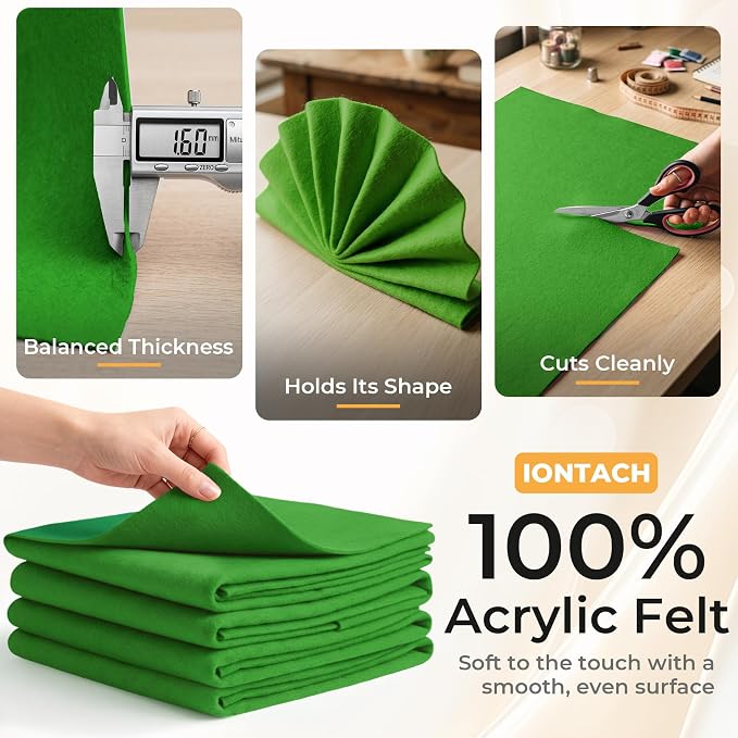 IONTACH 9" X 36" Soft Felt Sheets 1.6mm Thick | Acrylic Felt Fabric