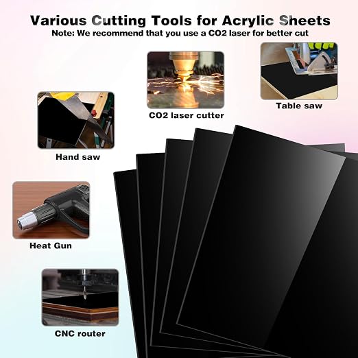 Adrattnay Black Acrylic Sheets 1/8 Thick, Opaque Acrylic Sheets Acrylic Panel