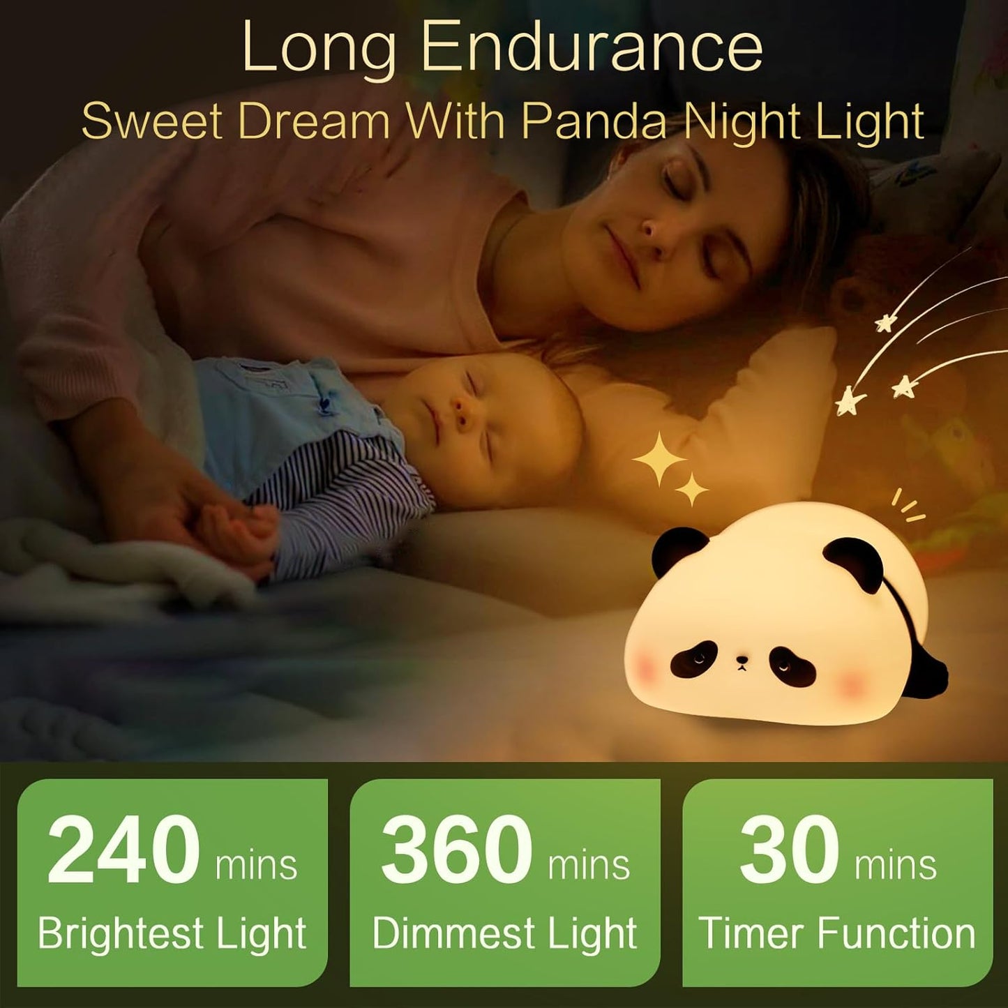 Panda Cute Night Light, LED Panda Lamp, Dimmable Novelty Animal Light, Food Grade Silicone Squishy Nightlight, Light Up Desk Decor for Bedroom College Dorm, Boys Girls Cute Pandas Gifts