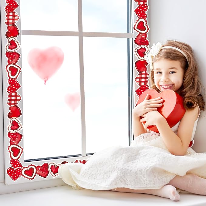 FYSUIMU 65.6 Ft Valentine's Day Bulletin Board Borders Vintage Red Heart Shaped