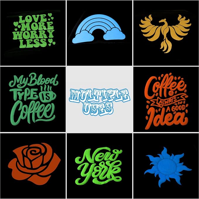 Glow in The Dark 3D Puff Vinyl Heat Transfer