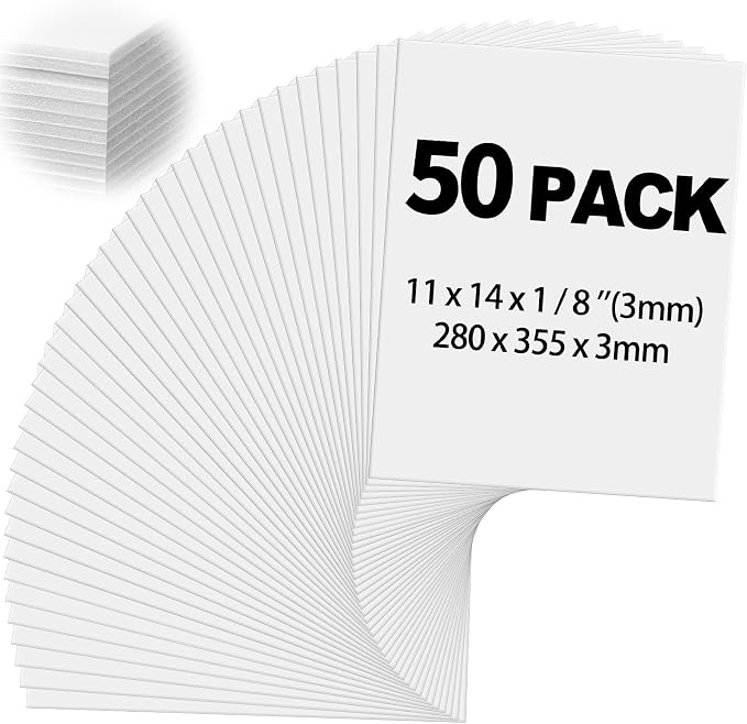 Frienda 50 Pack White Foam Board Foam Poster Boards 11 x 14 Inch