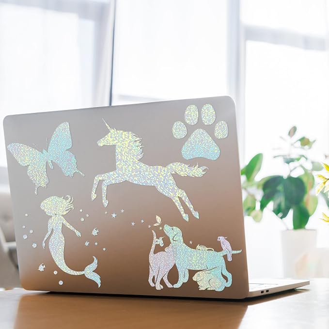 60 Sheets Holographic Laminate Sheets Clear Glitter A4 Size Vinyl Sticker Paper