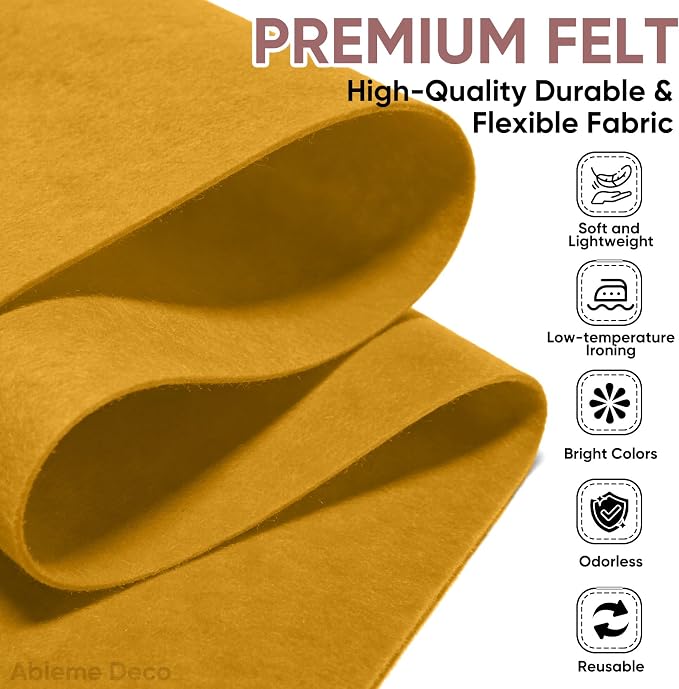 Soft Felt Fabric Sheet 18" x 36", 1.6mm Acrylic Craft Felt, Large Precut Sheet