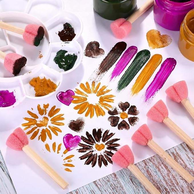 Heart-Shaped Sponge Paint Brush Set