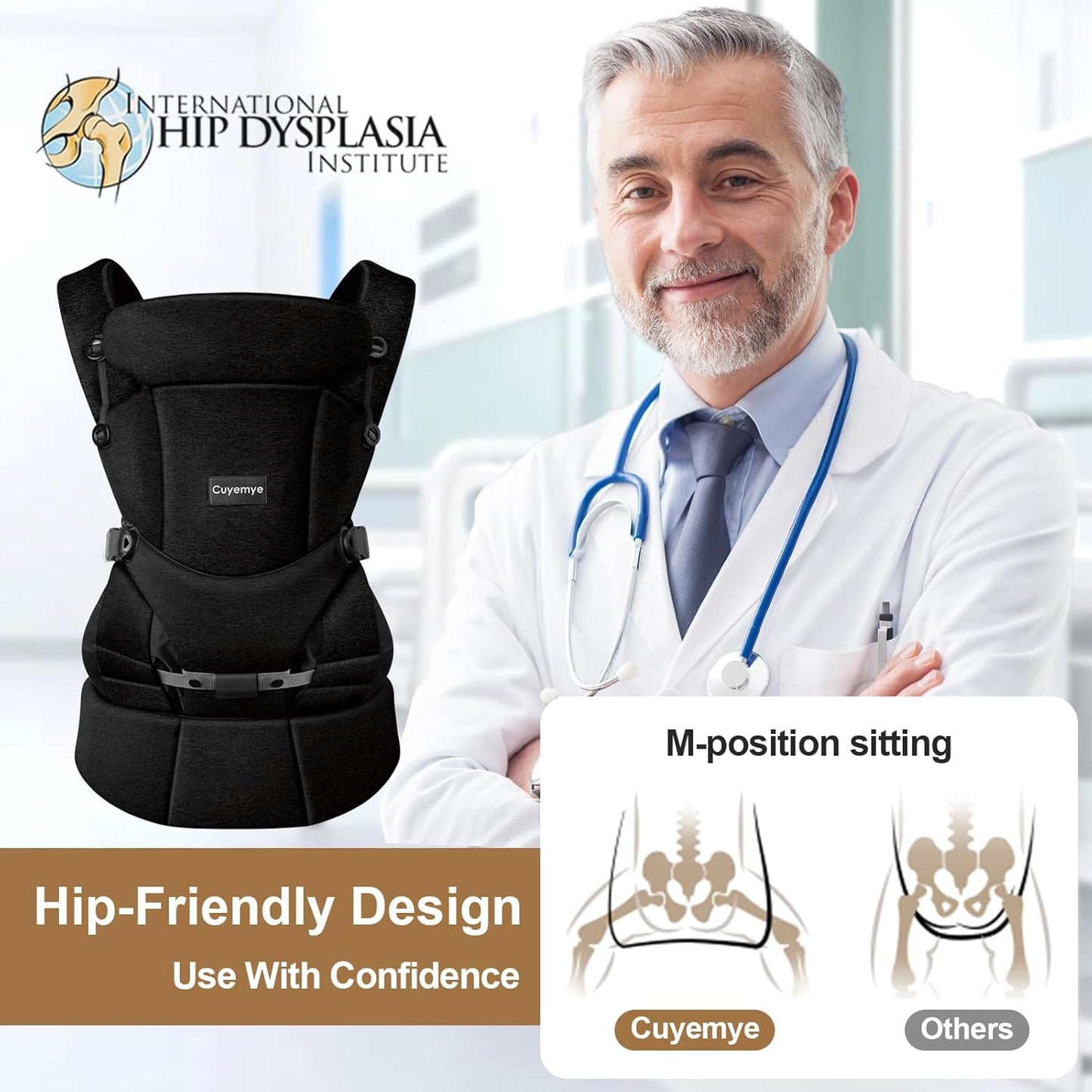 Baby Carrier，Baby Carrier for Newborn to Toddler，Adjustable Crotch Width，Ergonomic Newborn Carrier，Enhanced Lumbar Support，Easy-to-Use (Black)
