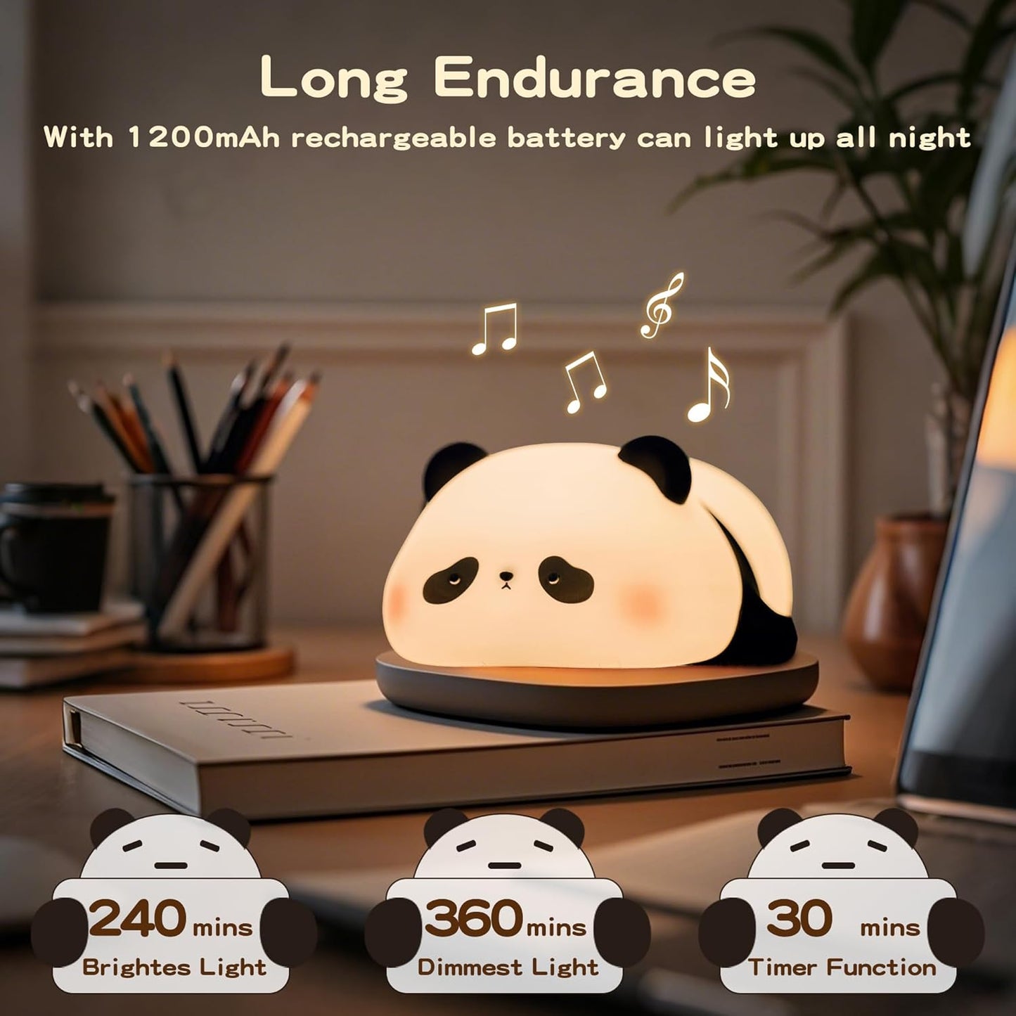 Panda Night Light with White Noise, Sound Machine for Baby Sleeping Aid,Toddler Sleep Trainer 4 Soothing Sleep Sounds,Timer/Dimmable Nursery Silicone Night Light, Cute Panda Gifts for Kids Boys/Girls