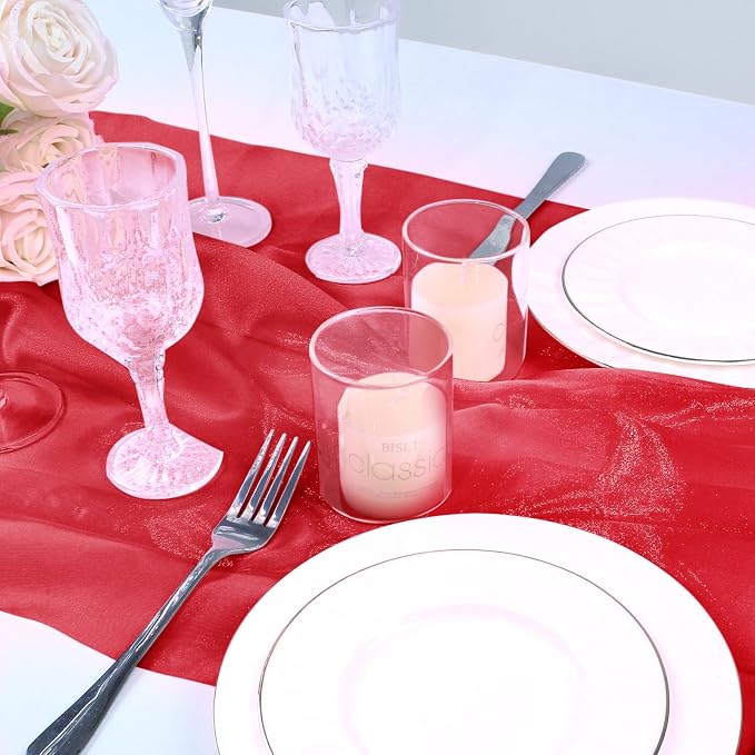 VACVELT Red Sheer Organza Fabric by The Yard 60" Wide | Semi-Transparent