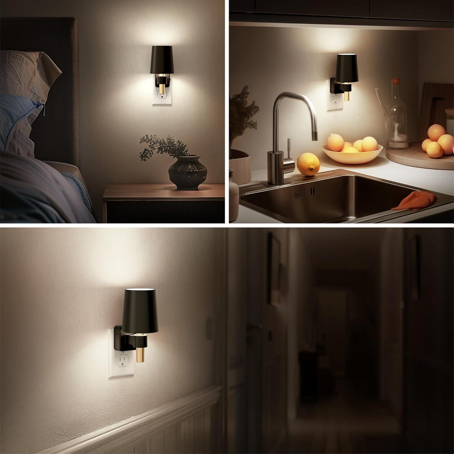 Night Light, Dimmable Night Lights Plug into Wall [2 Pack], Dusk to Dawn Sensor, Daylight White 5000K, 0-100LM, Plug in NightLight, Vintage Night Light for Hallway Bedroom Stairway