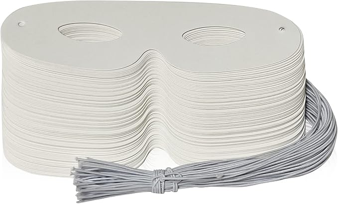 Lependor 108 Pack White Paper Eye Masks, Plain Masquerade Mask DIY Blank Masks