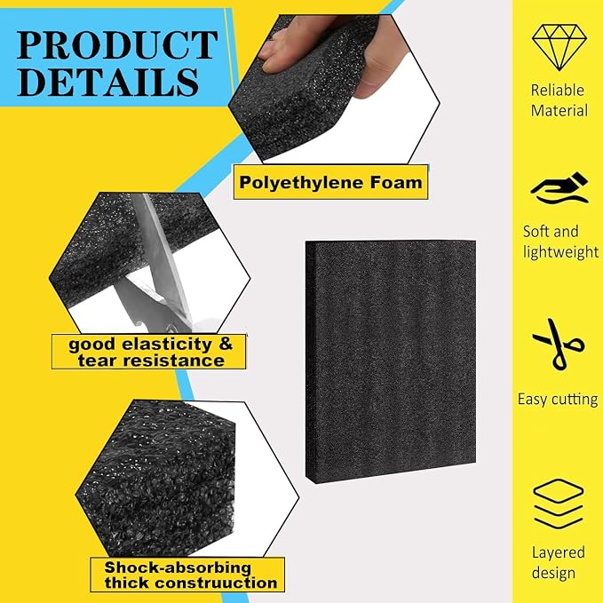 4Pack Customizable Polyethylene Foam Sheets 15.7"X 11.8"X1" Thick Foam Padding