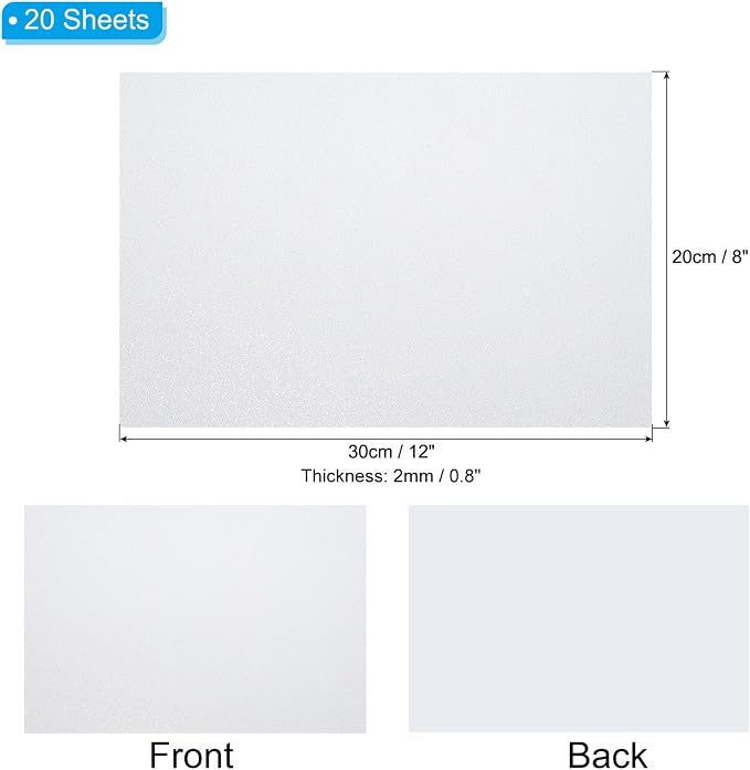 PATIKIL White Shiny EVA Glitter Foam Sheet 11 x 8 Inch 2mm Thick
