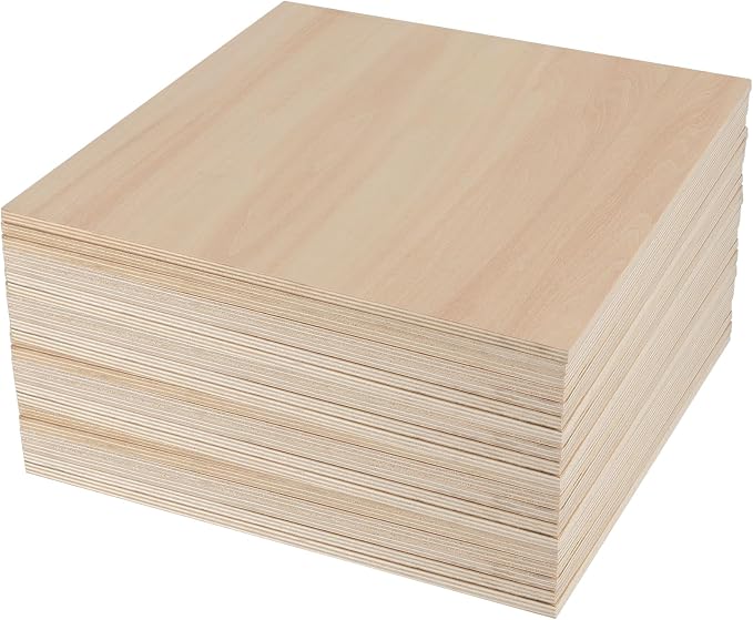 20 PCS 6x6 Inch Basswood Sheets, 1/4 Thick Unfinished Plywood Sheet, Wooden